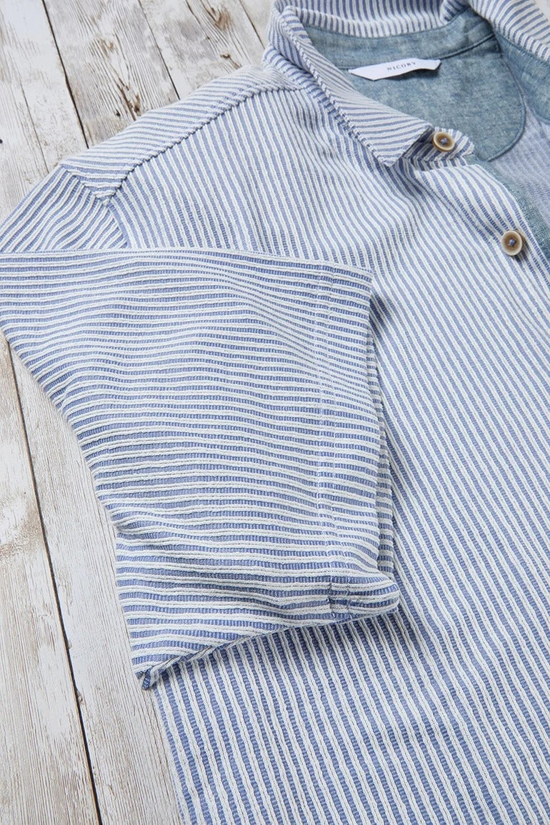 Wholesale,Nicoby Age of Wisdom, Nicoby Age of Wisdom Blue/White Textured Striped Shirt, Blue, Medium-43-TagMLarge-45-TagLExtra Large-47-TagXL