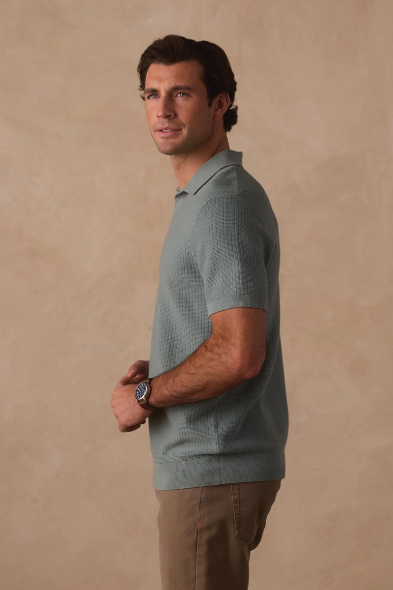 Wholesale,The Normal Brand, The Normal Brand Juniper Waffle Knit Polo, Green, Large-45-TagL
