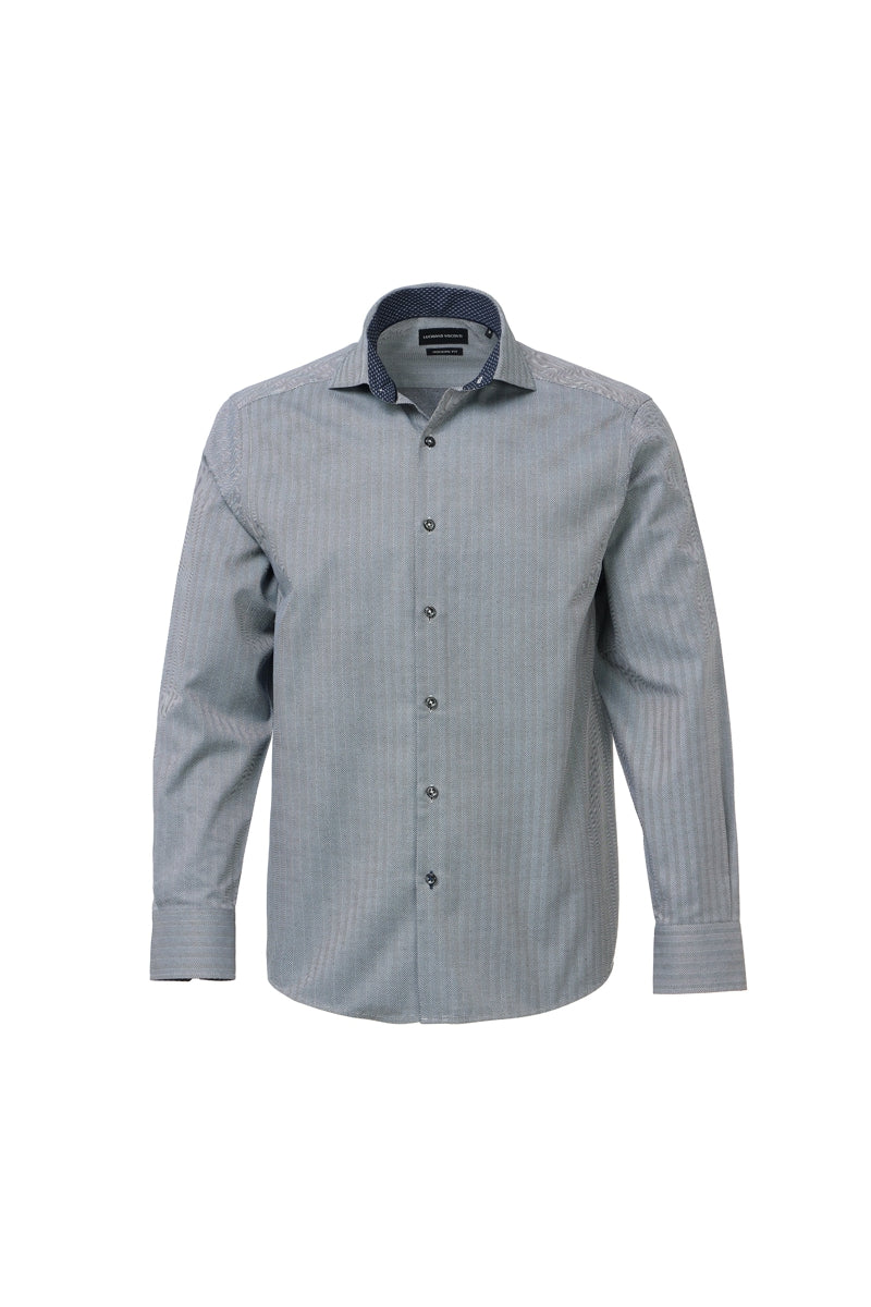 Wholesale,Luchiano Visconti, Luchiano Visconti Charcoal Herringbone Shirt, Grey, Small-42-TagS