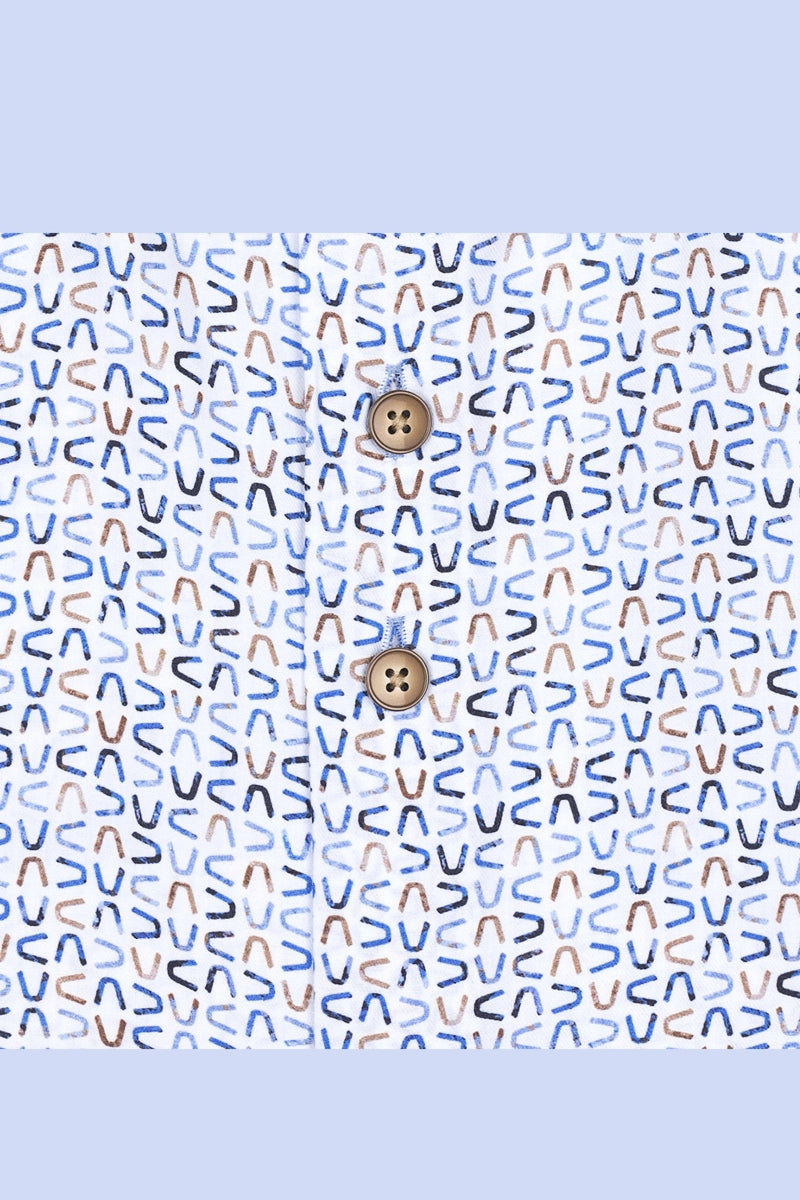 Direct From Brand,R2 Amsterdam, R2 Amsterdam Blue Printed 100% Cotton Shirt, Blue, Small-41-Tag39Small-39-Tag38