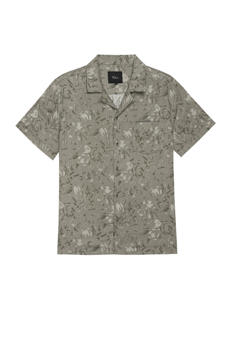 Rails Tan/Dark Olive Brush Floral Tinder Print Short Sleeve Shirt