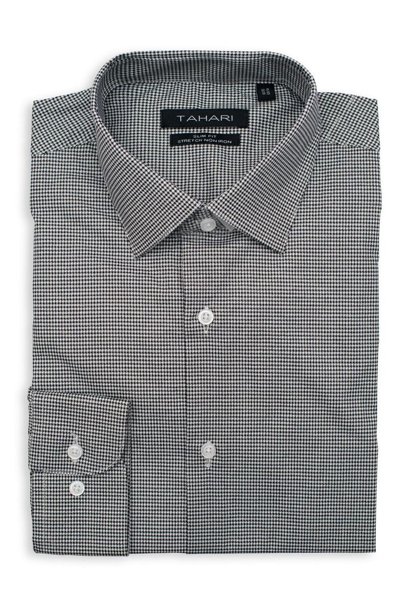 Wholesale,Tahari, Tahari Black Houndstooth Performance Stretch Shirt, Black, Small-43-TagSMedium-45-TagMLarge-47-TagLExtra Large-49-TagXLExtra Extra Large-51-TagXXL