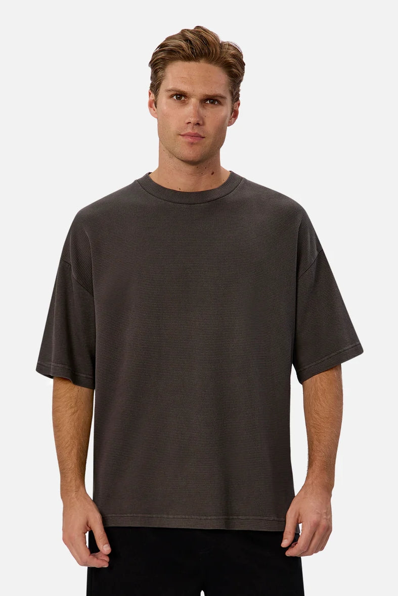 Wholesale,INDUSTRIE AUSTRALIA, INDUSTRIE AUSTRALIA Grey Waffle Knit Textured Tee, Grey, Large-48-TagL