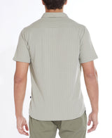 Civil Society Sage Green Knit Striped Jacquard Short Sleeve Shirt