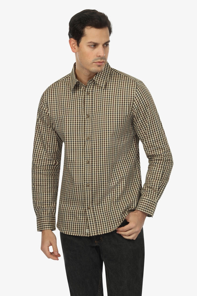 Vustra Olive/Beige Mammoth Woods Plaid Organic Cotton Shirt