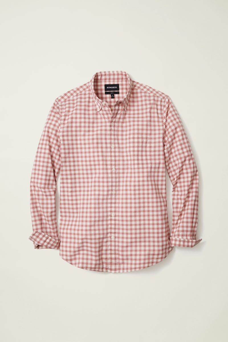 Wholesale,Bonobos, Bonobos Rose Pink Gingham Print Stretch Shirt, Pink, Extra Large-49-TagXL