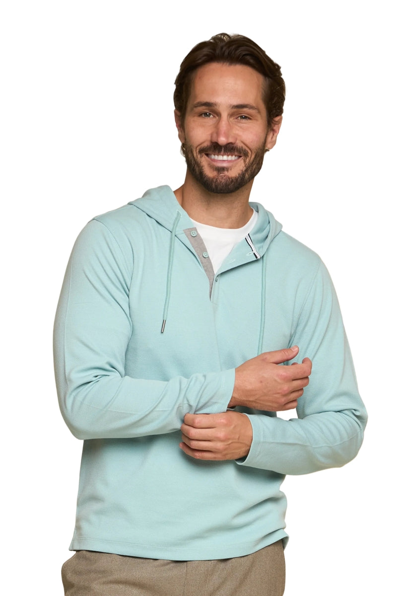 Wholesale,Fundamental Coast, Fundamental Coast Surf Blue Textured Henley Hoodie, Blue, Medium-41-TagM