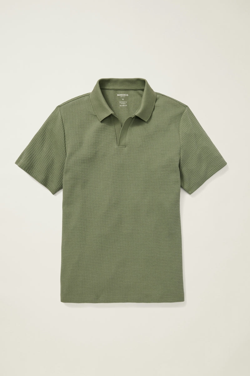 Wholesale,Bonobos, Bonobos Fatigue Green Waffle Textured Polo, Green, Extra Small-38-TagXSSmall-40-TagSLarge-45-TagLExtra Large-48-TagXLMedium-42-TagM