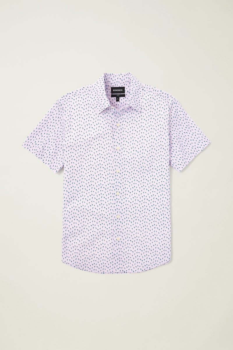 Wholesale,Bonobos, Bonobos Purple Micro Flamingo Print Stretch Shirt, Purple, Small-40-TagSMedium-43-TagMLarge-46-TagLExtra Large-49-TagXLExtra Extra Large-52-TagXXL