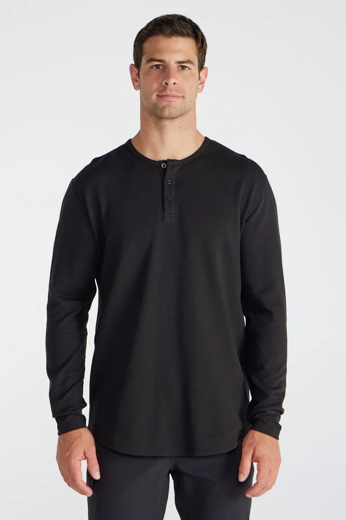 Wholesale,BYLT, BYLT Black Thermal Drop-Cut Henley, Black, Small-38-TagS