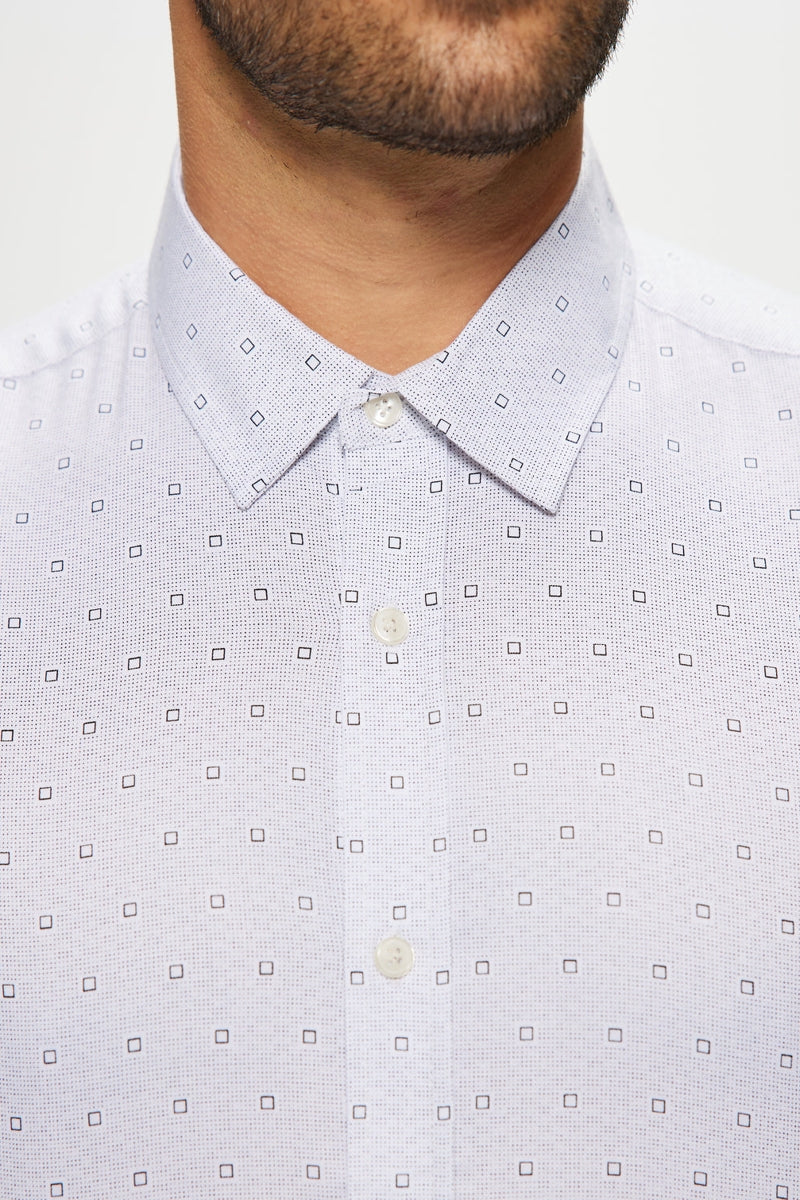 Faire,Julian & Mark, Julian & Mark White Geo Stretch Long Sleeve Shirt, White, Small-39-TagS