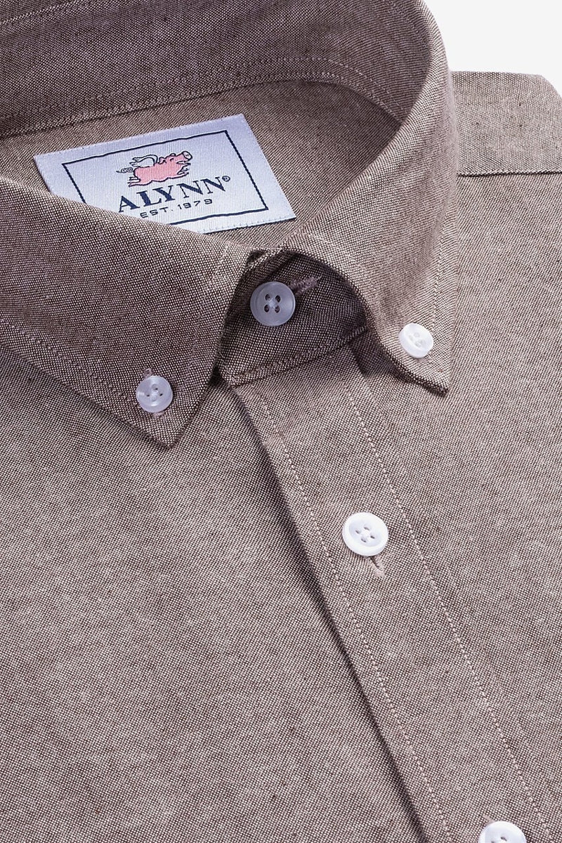 Wholesale,Alynn, Alynn Brown Chambray Slightly Brushed Classic Fit Shirt, Brown, Extra Large-51-TagXL