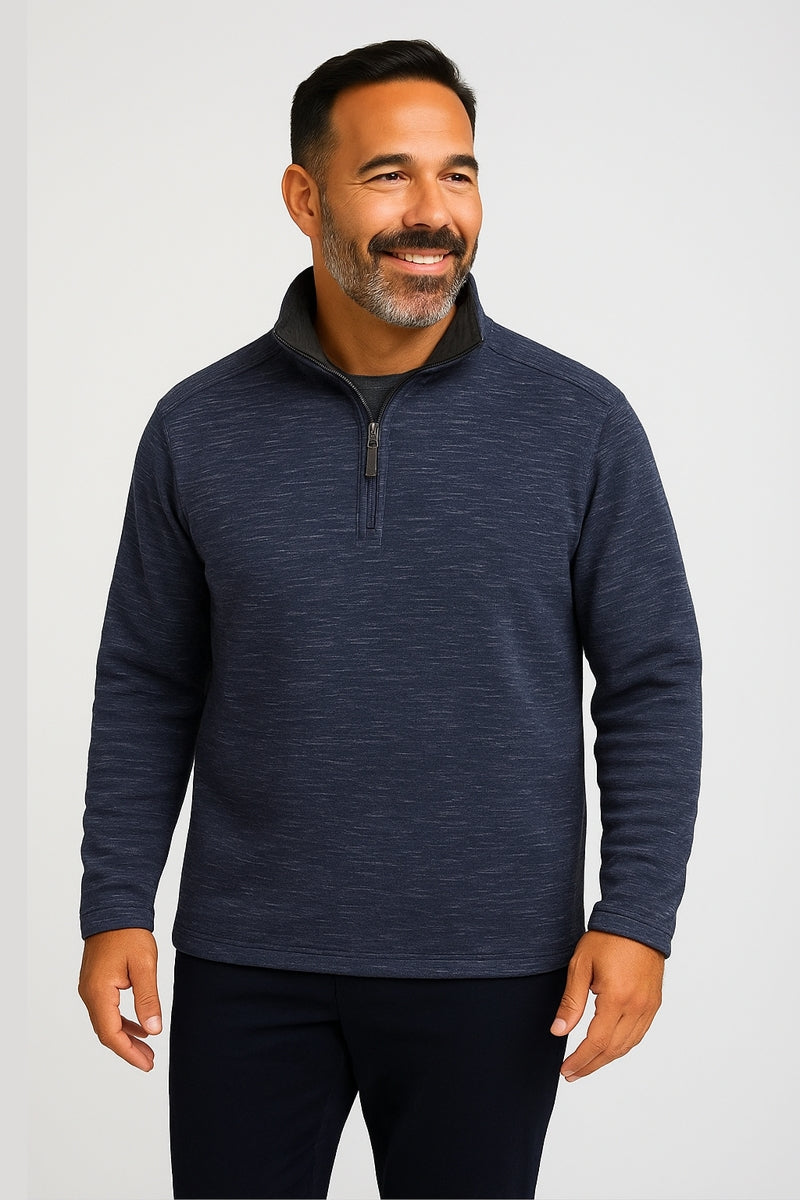 Wholesale,Nicoby Age of Wisdom, Nicoby Age of Wisdom Indigo Textured Slub Qtr Zip Pullover, Blue, Large-47-TagL