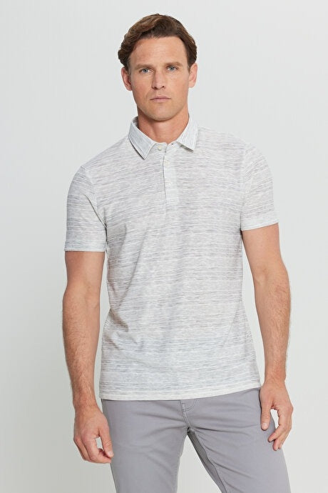 Altinyildiz Classics Grey with Cream Knit Polo