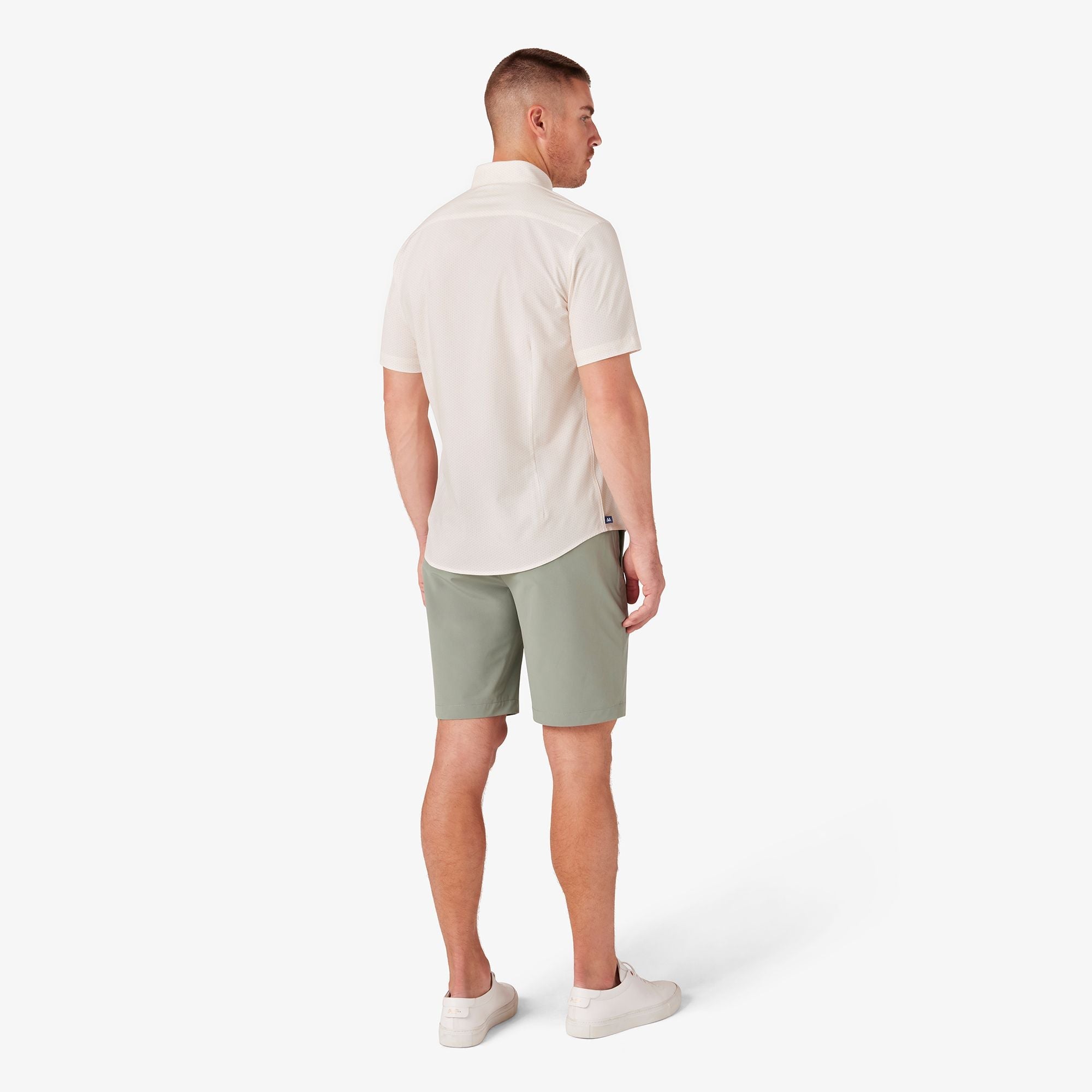 Wholesale,Mizzen + Main, Mizzen + Main Peach Triangle Geo Trim No Tuck Four-way Stretch Shirt, Orange, Small-40-TagS