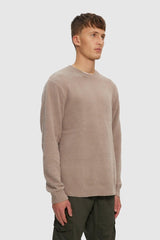 Kuwalla Beige Textured Knit Crewneck Sweater