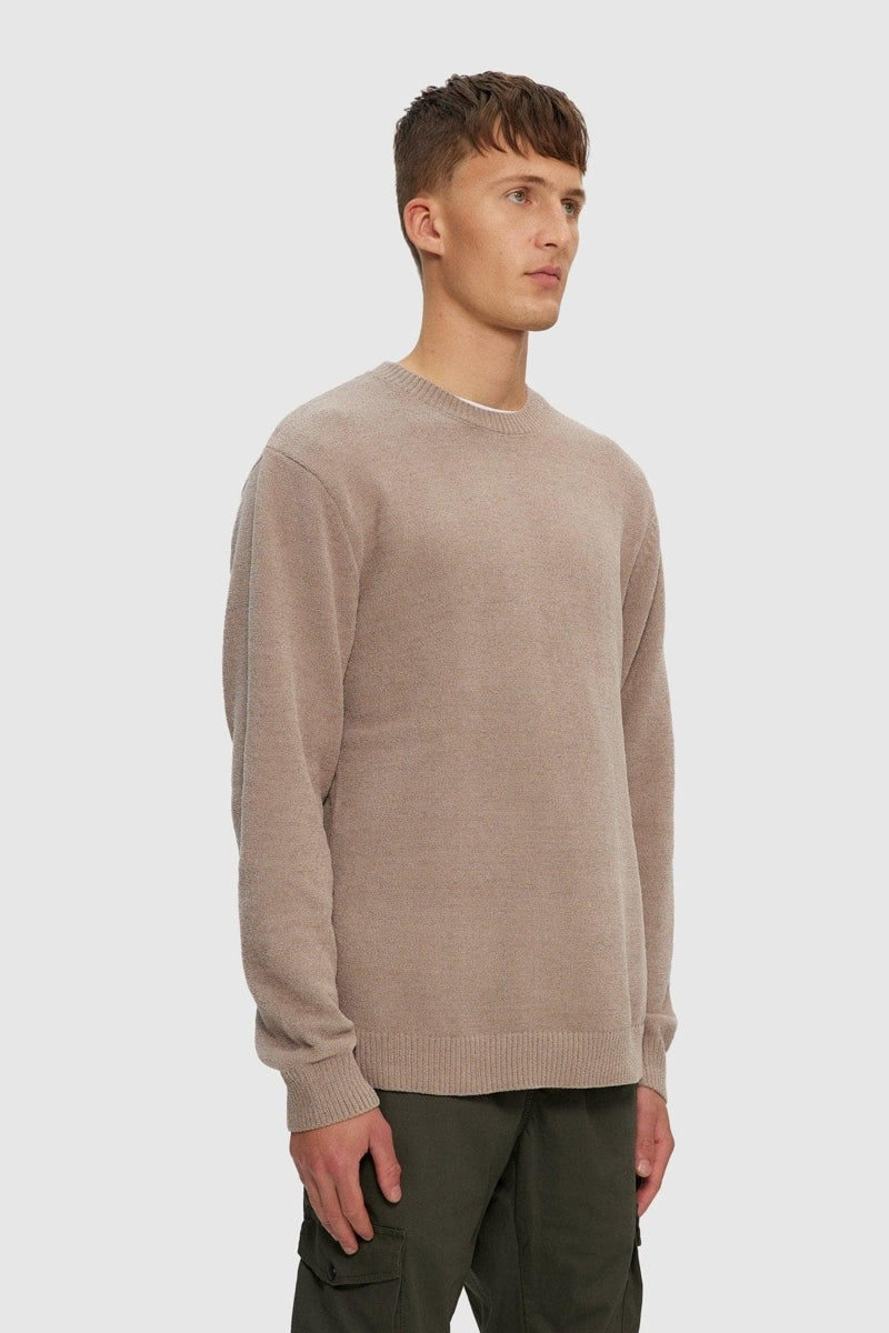 Kuwalla Beige Textured Knit Crewneck Sweater