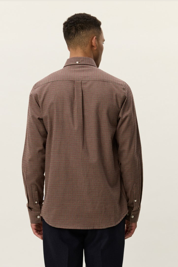 Wholesale,Les Deux, Les Deux Brown Check Brushed Flannel Shirt, Brown, Large-46-TagL