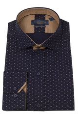 Guide London Navy Conversational Motif Print Dress Shirt