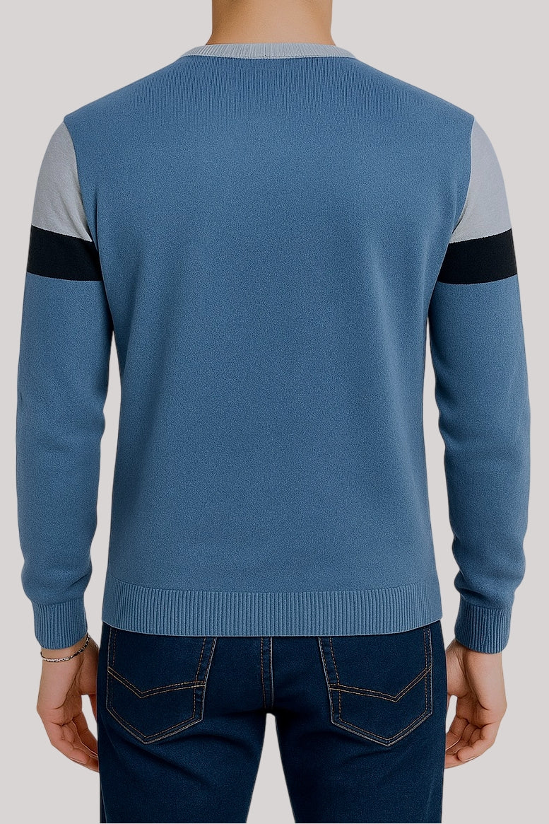 Wholesale,Jakamen, Jakamen Blue/Grey Multi Colorblock Crewneck Sweater, Blue, Medium-41-TagM