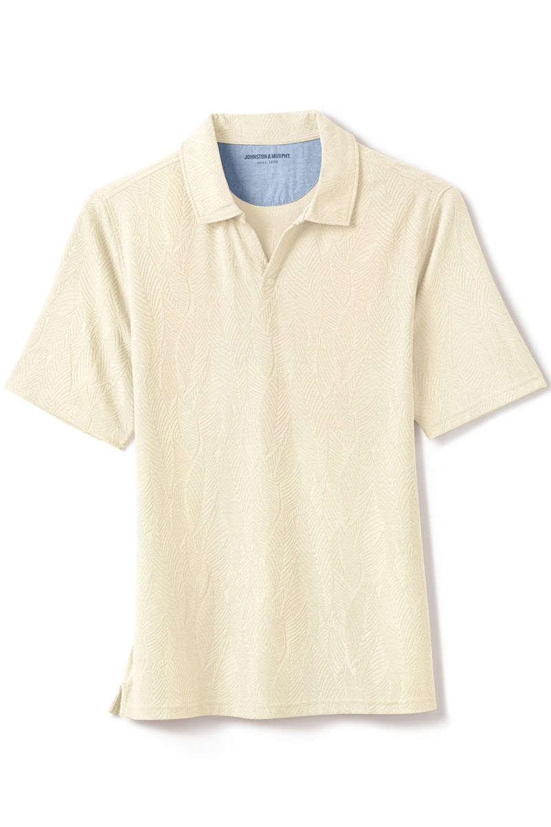 Wholesale,Johnston & Murphy, Johnston & Murphy Ivory Textured V-Neck Polo, Cream, Medium-45-TagM