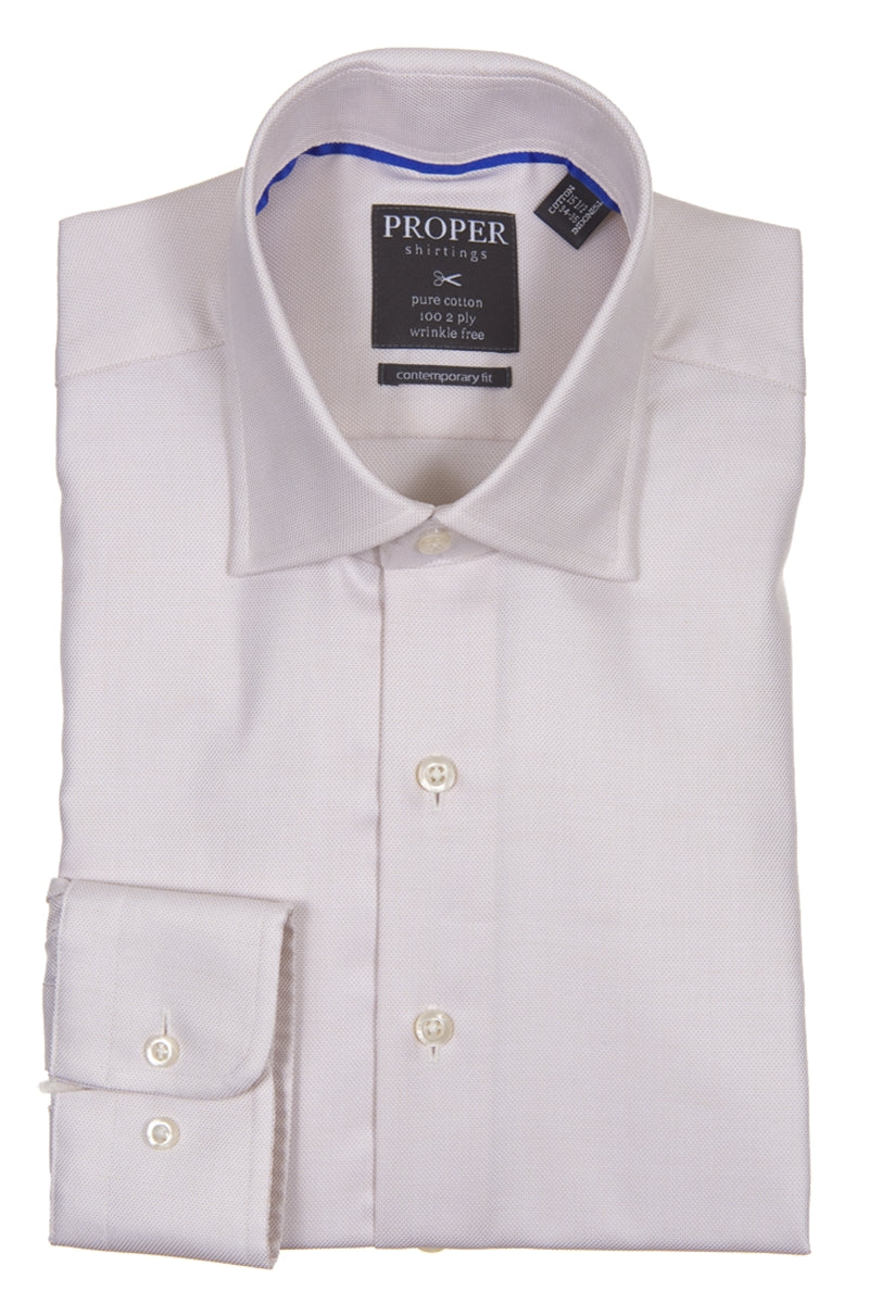 Direct From Brand,Proper Sport, Proper Sport Tan Pure Cotton Contemporary Fit Dress Shirt, Tan, Medium-43-Tag15.5