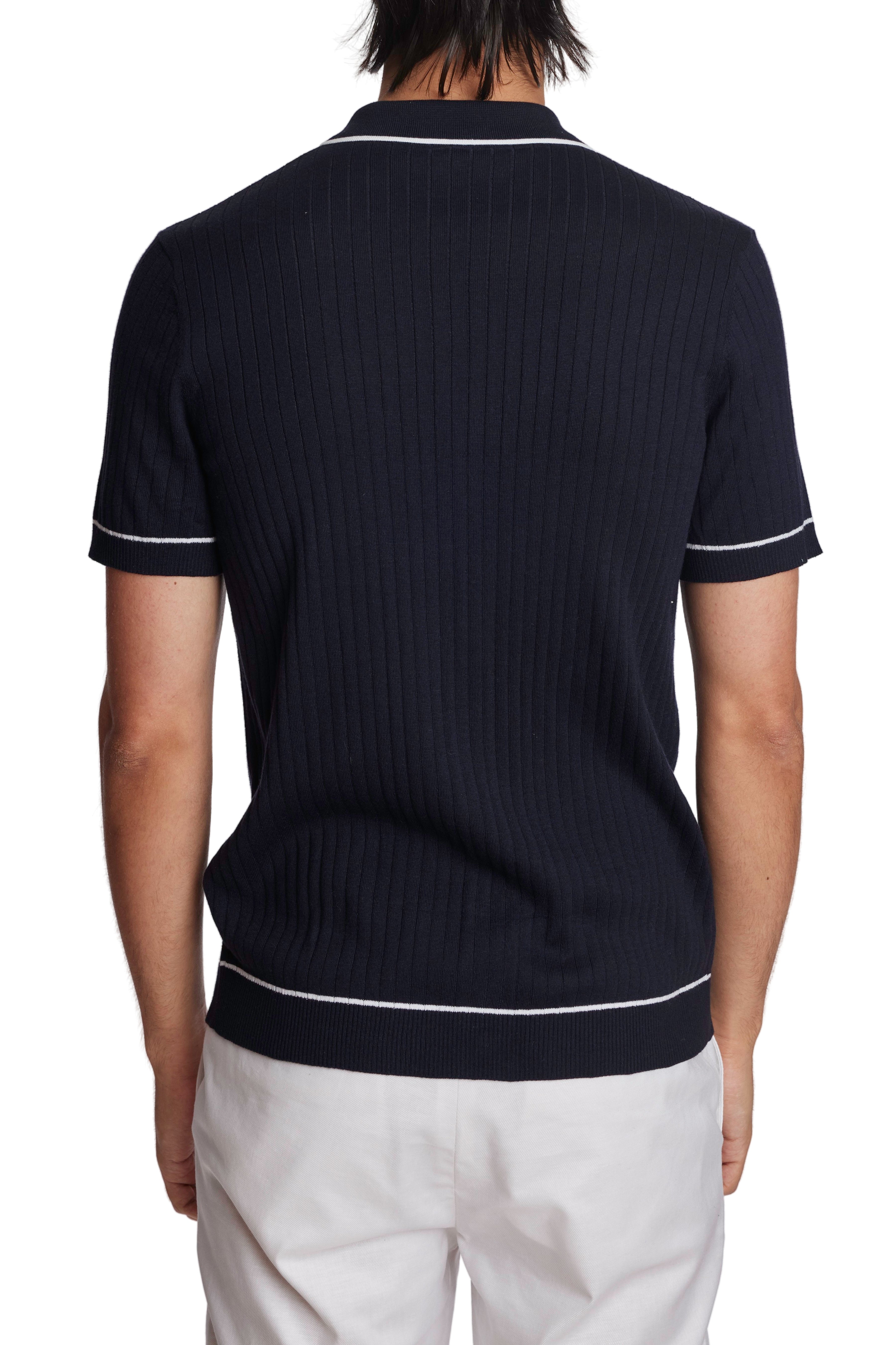Wholesale,Paisley & Gray, Paisley & Gray Navy with White Contrast Polo Shirt, Blue, Medium-42-TagL