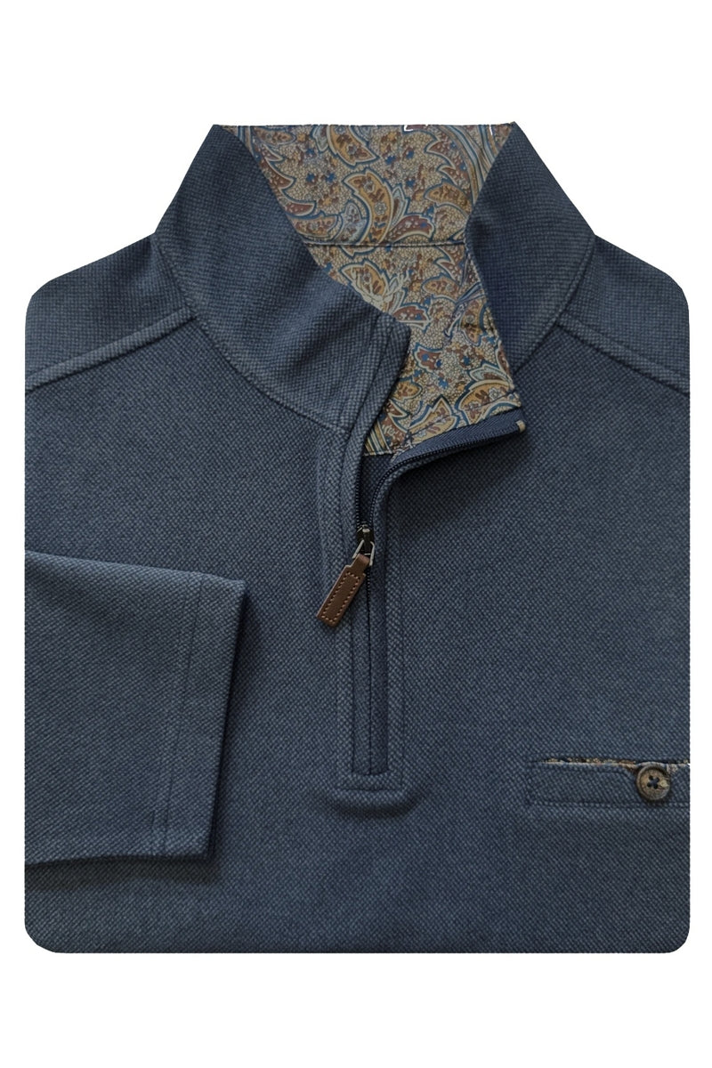 Wholesale,Nicoby Age of Wisdom, Nicoby Age of Wisdom Blue Birdseye Soft Brushed Qtr Zip Pullover, Blue, Large-47-TagL