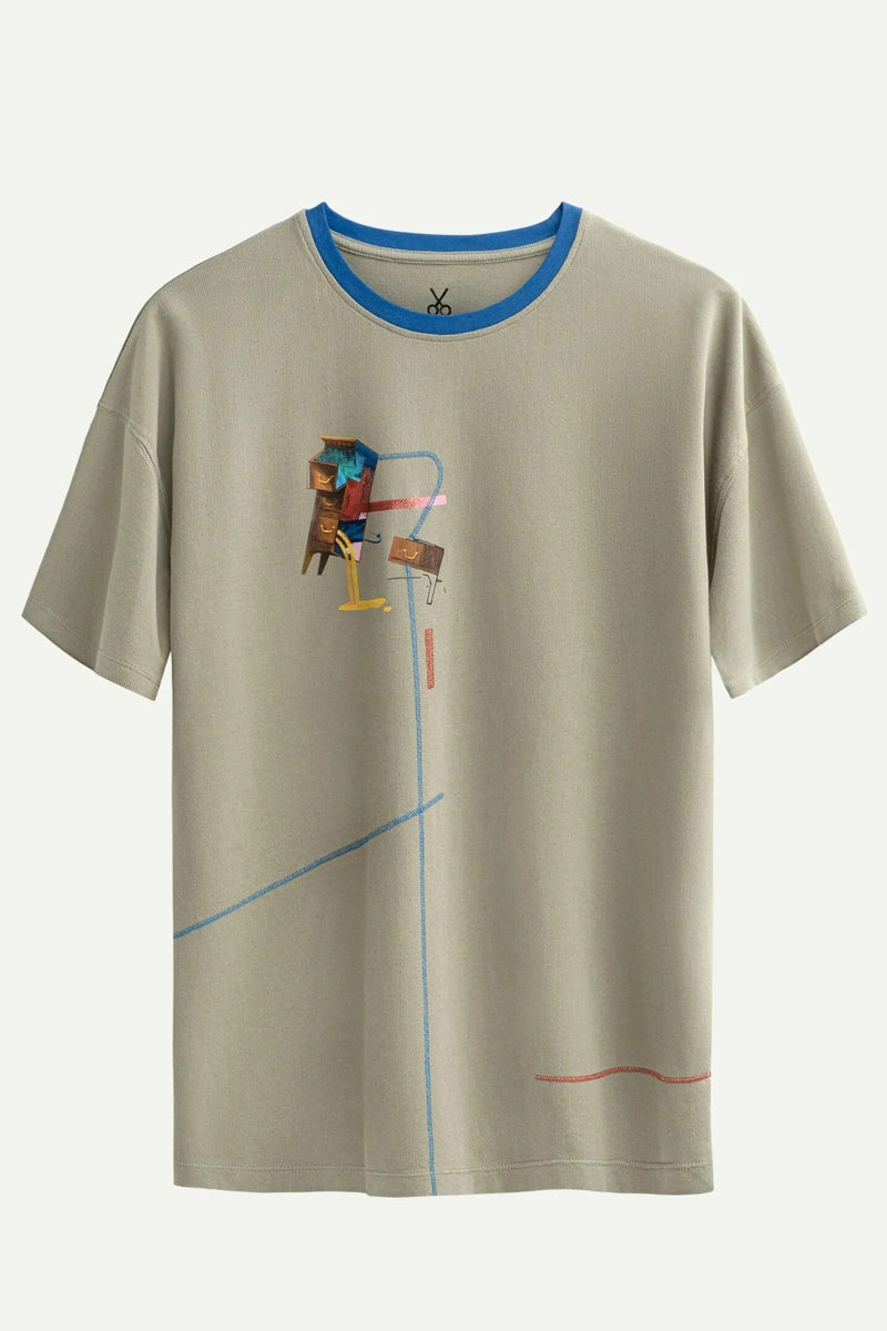 Wholesale,KAFT, KAFT Grey with Blue Contrast Kitted Graphic T-Shirt, Green, Small-41-TagSMedium-44-TagMExtra Extra Large-51-TagXXL