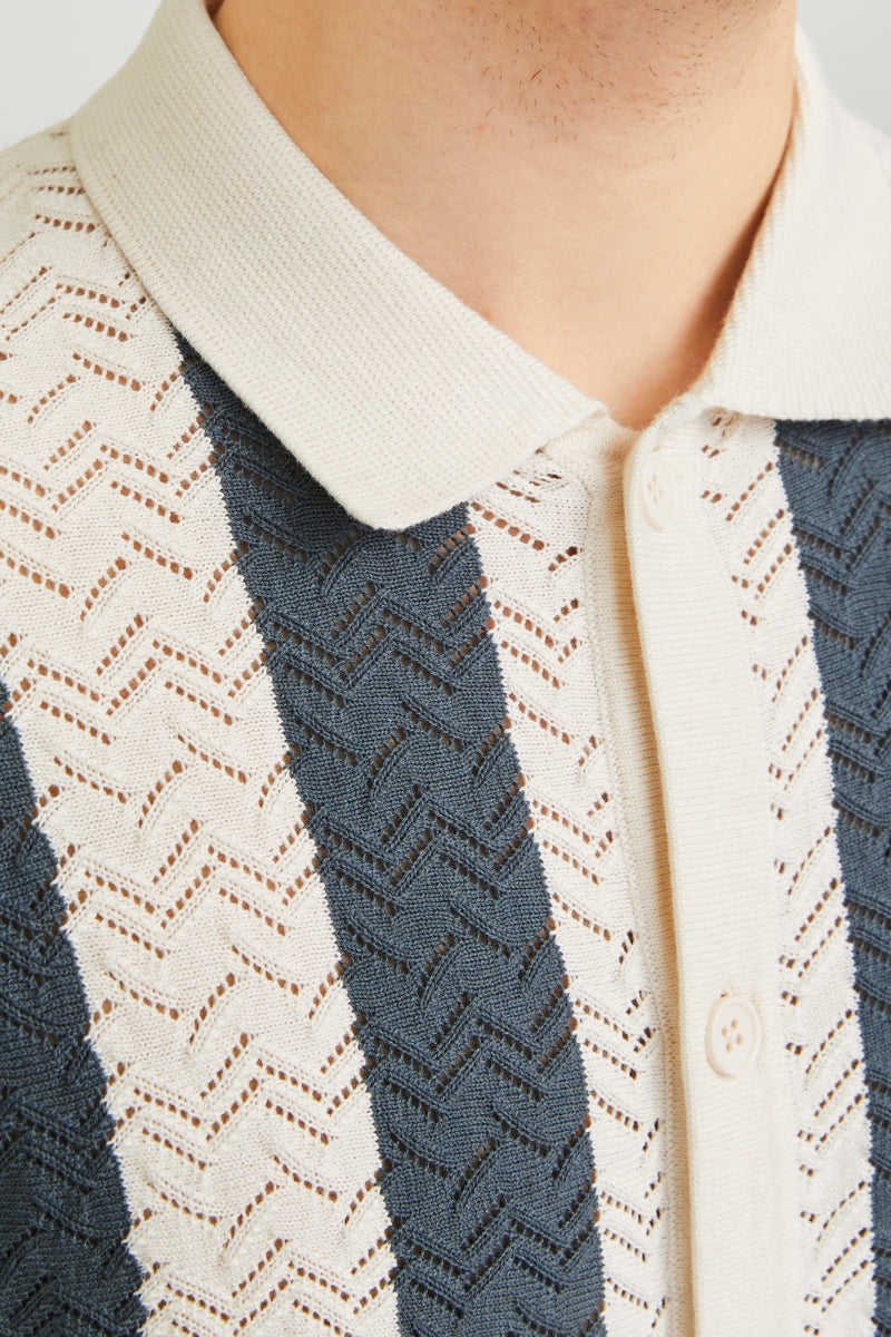 Wholesale,Jack & Jones, Jack & Jones Cream/Navy Striped Textured Shirt, Cream, Medium-46-TagMExtra Large-50-TagXLLarge-48-TagL