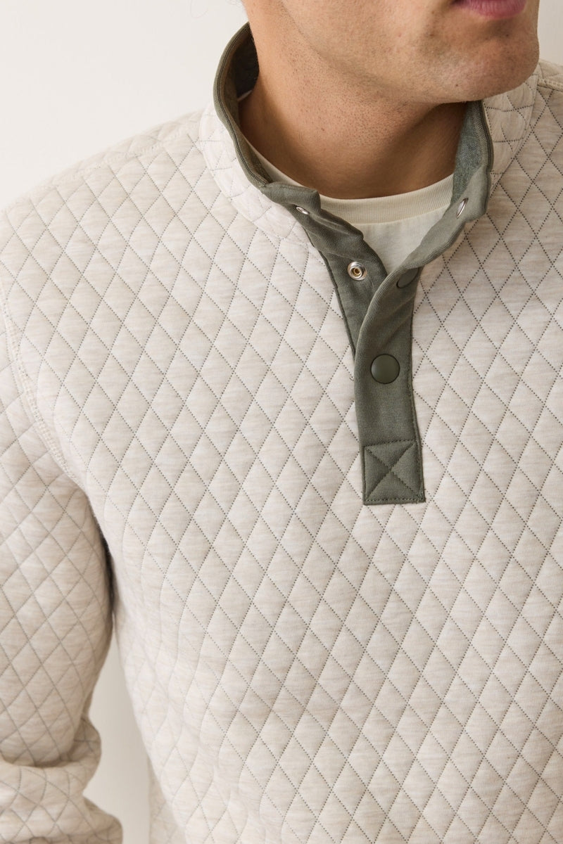 Wholesale,Marine Layer, Marine Layer Oatmeal Buttoned Quilted Pullover, Tan, Medium-44-TagM