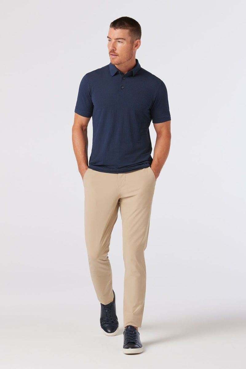 Wholesale,Mizzen + Main, Mizzen + Main Navy Seersucker Textured Knit Trim Fit Polo, Blue, Extra Extra Large-56-TagXXL