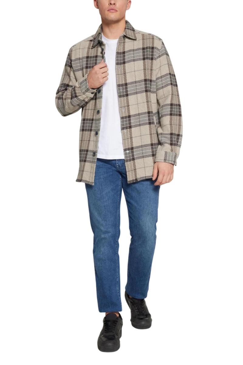 Wholesale,Signal Clothing, Signal Clothing Tan/Brown Check Muted Textured Shacket, Tan, Large-49-TagL
