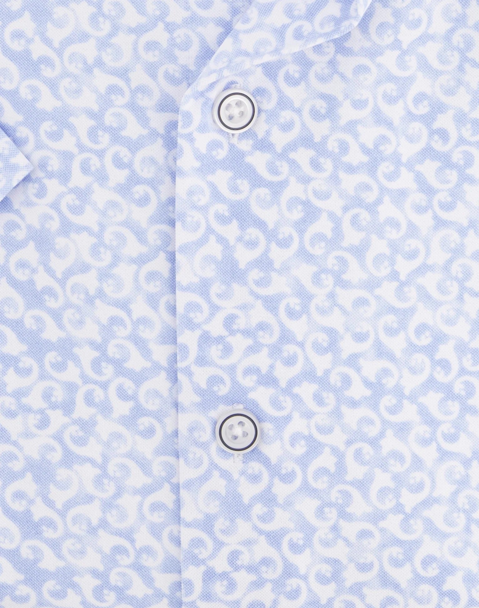 Brand Partner,R2 Amsterdam, R2 Amsterdam Light Blue Graphic Print Knitted Pique Short Sleeve Shirt, Blue, Medium-42-Tag40