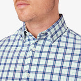 Mizzen + Main Blue/Green Plaid Trim Four-way Stretch Long Sleeve Leeward Dress Shirt