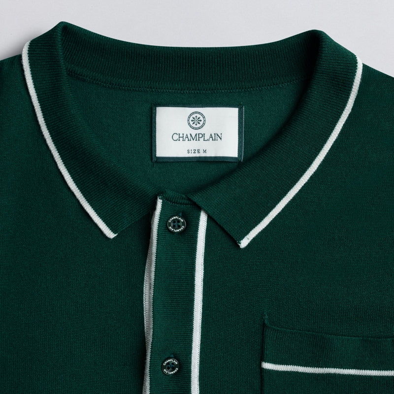 Wholesale,Champlain, Champlain Green Knit Button Down Polo Shirt, Green, Extra Large-46-TagXL