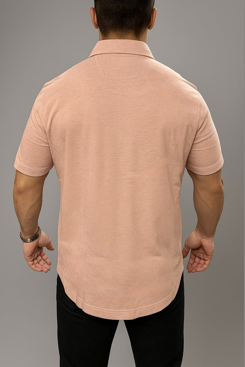 Wholesale,Johnston & Murphy, Johnston & Murphy Orange Birdseye Texture 4-way Stretch Shirt, Orange, Large-47-TagL