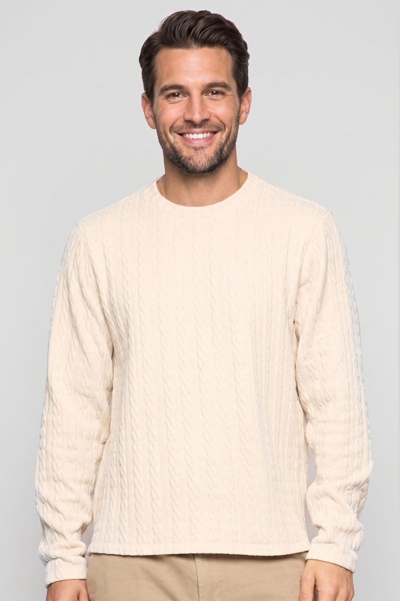 Wholesale,Fundamental Coast, Fundamental Coast Cream Cable Knit Textured Sweater, Cream, Large-46-TagL
