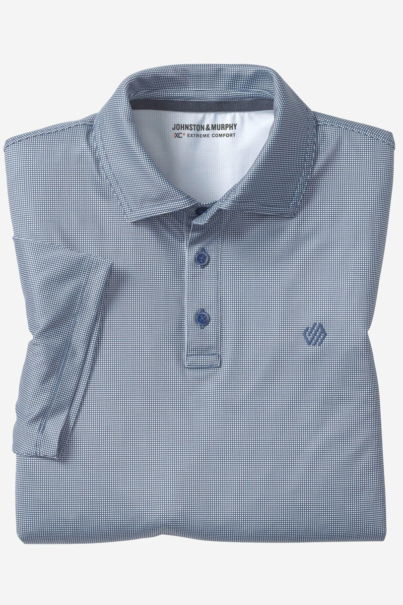 Wholesale,Johnston & Murphy, Johnston & Murphy Navy/White Gingham Performance Polo, Blue, Extra Large-50-TagXL