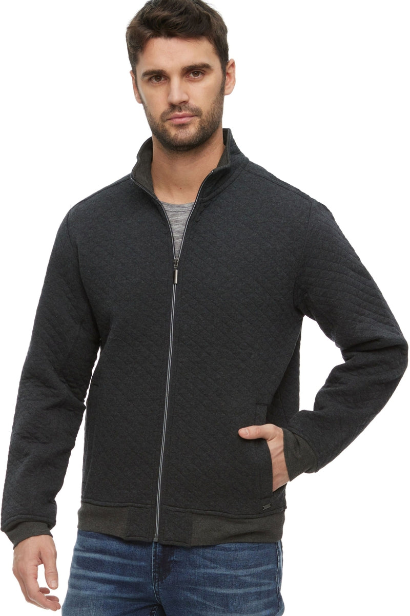 Wholesale,Flag & Anthem, Flag & Anthem Charcoal Heather Quilted Full-zip Mockneck Jacket, Grey, Extra Large-50-TagXL