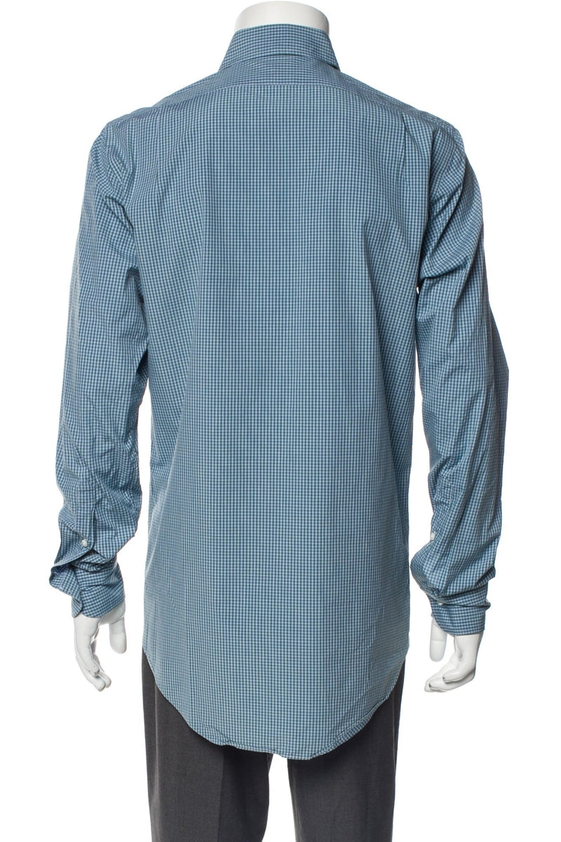 RealReal,Sid Mashburn, Sid Mashburn Green Plaid Print Long Sleeve Dress Shirt, Green, Medium-44-TagM