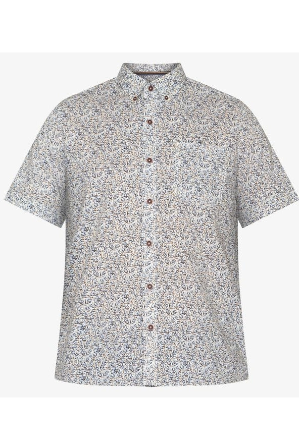 Wholesale,Signal Clothing, Signal Clothing Navy/Tan Multi Leaf Print Shirt, Blue, Small-44-TagS