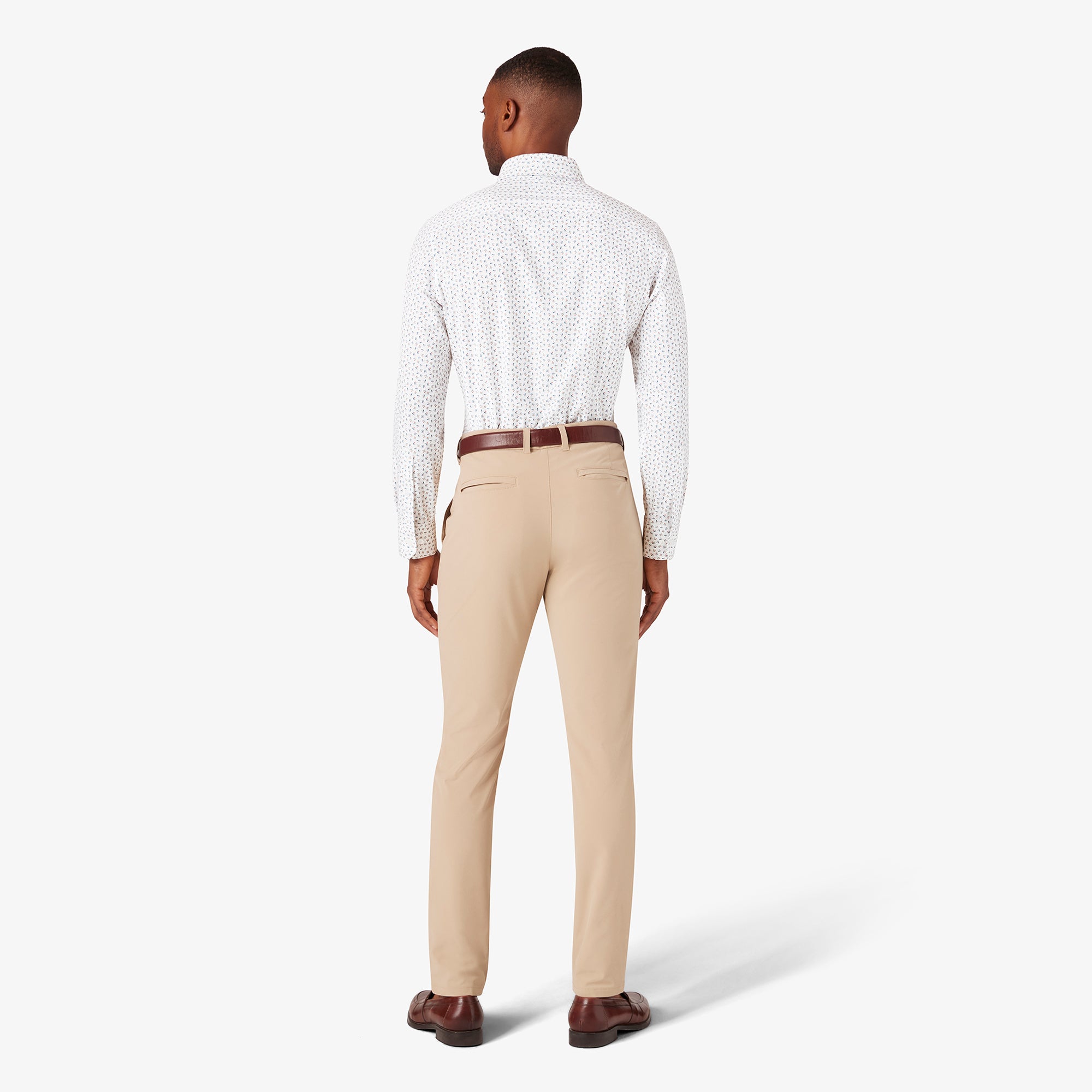 Wholesale,Mizzen + Main, Mizzen + Main White Tulip Print Trim Four-way Stretch Long Sleeve Leeward Dress Shirt, White, Large-45-TagLExtra Large-48-TagXLMedium-43-TagM