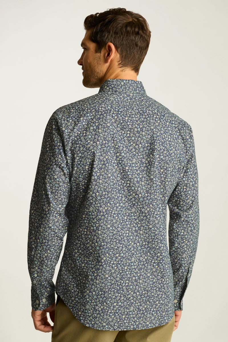 Wholesale,Bonobos, Bonobos Washed Green/Navy Prescott Floral Print Stretch Shirt, Green, Small-40-TagSMedium-43-TagMLarge-46-TagLExtra Large-49-TagXLExtra Extra Large-52-TagXXL