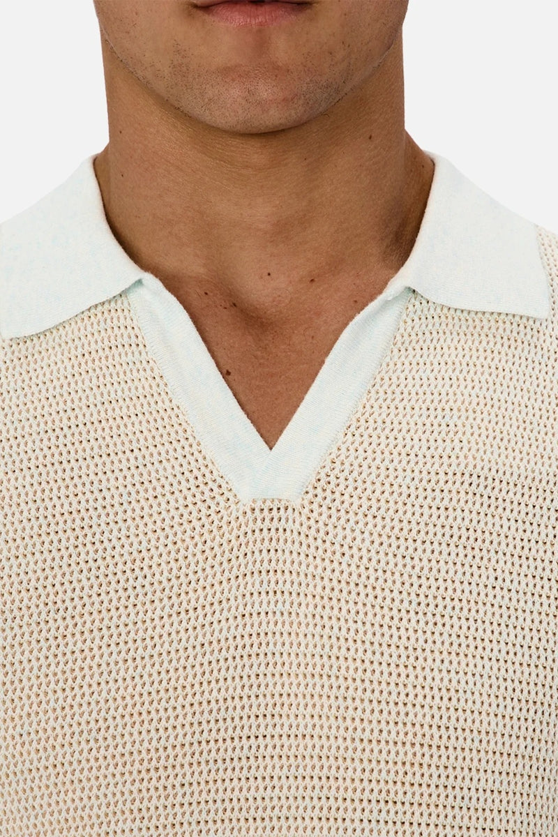 Wholesale,INDUSTRIE AUSTRALIA, INDUSTRIE AUSTRALIA Camel/Mint Knitted Polo, Tan, Small-40-TagS