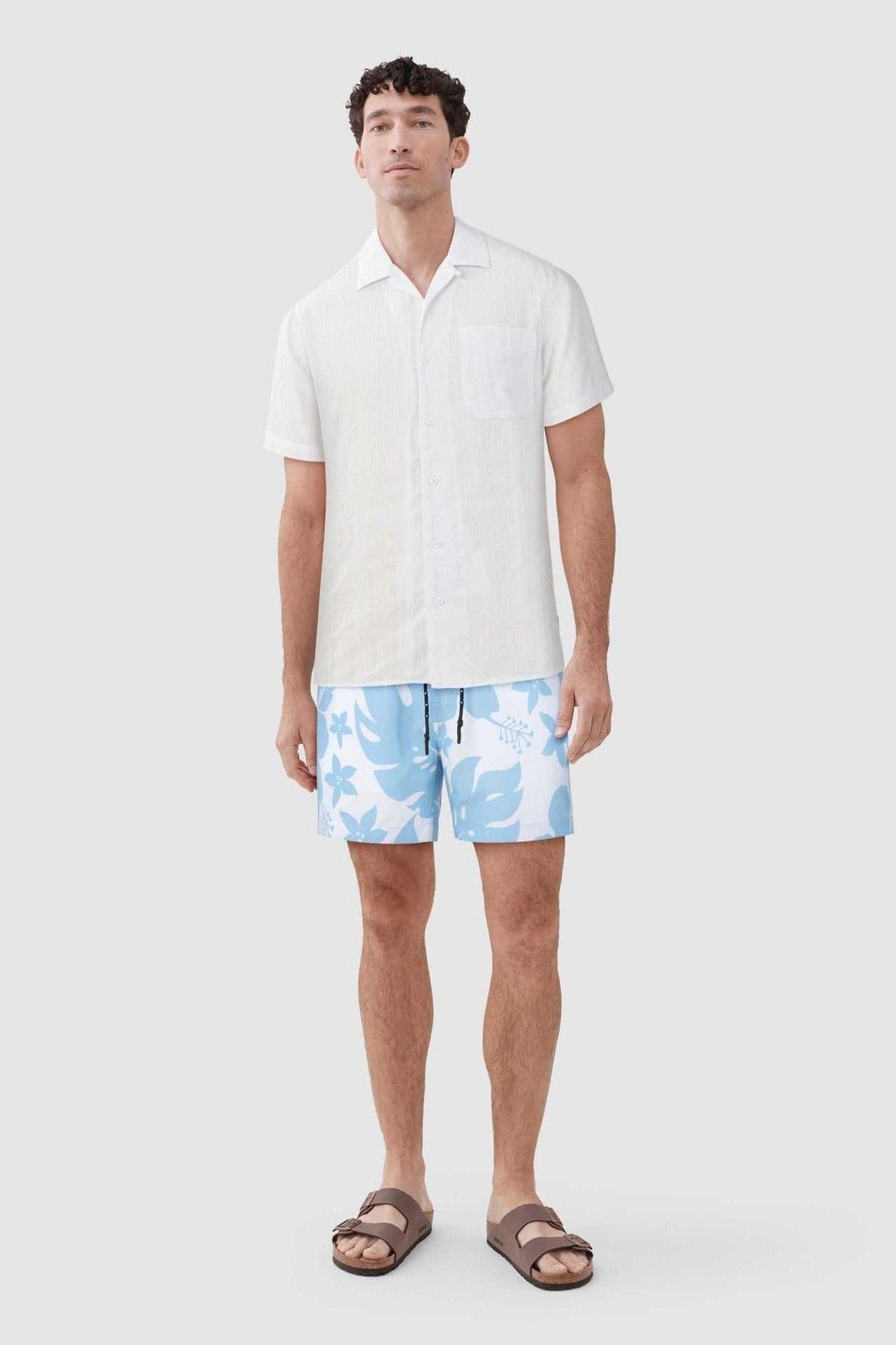 Faire,Surfside Supply, Surfside Supply White Textured Striped Short Sleeve Button Up Shirt, White, Extra Large-48-TagXL