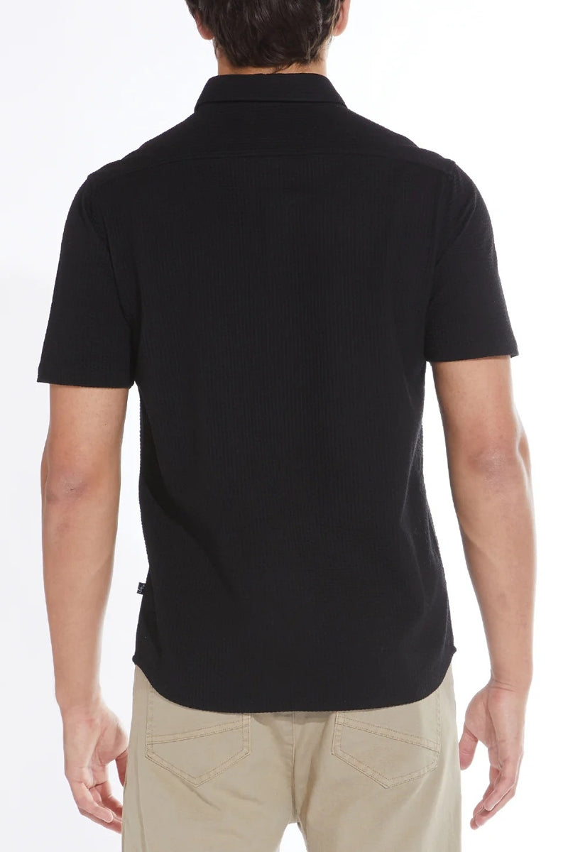 Wholesale,Civil Society, Civil Society Black Knit Seersucker Short Sleeve Shirt, Black, Small-40-TagSMedium-42-TagMLarge-44-TagLExtra Large-47-TagXLExtra Extra Large-50-TagXXL