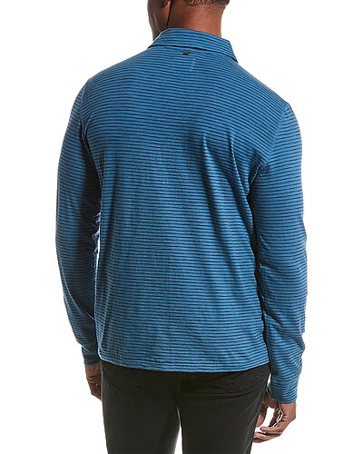 Other,Billy Reid, Billy Reid Blue Stripe Polo Shirt, Blue, Medium-41-TagMLarge-43-TagL