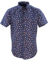 Lords of Harlech Navy Sushi Print Mechanical Stretch Button Up Shirt