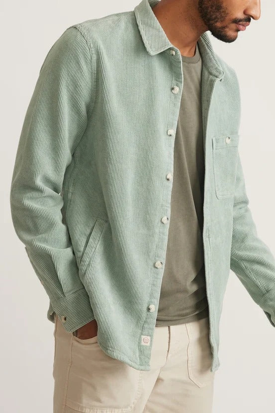 Wholesale,Marine Layer, Marine Layer Green Double-brushed Corduroy Overshirt, Green, Small-42-TagS
